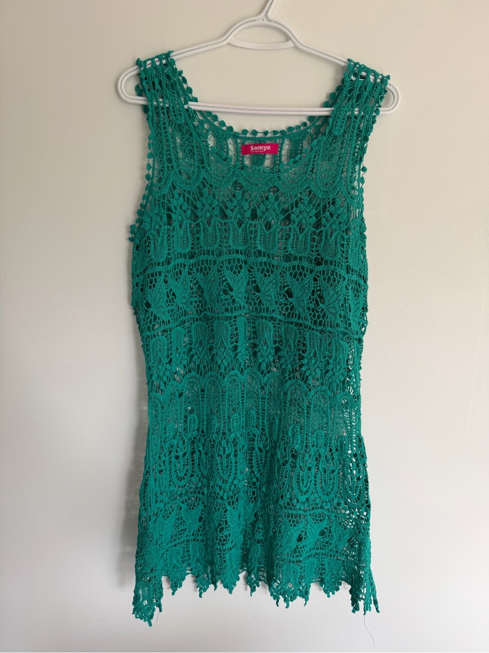 Somya Collection Crochet Swim Cover-Up | Teal Green | Medium